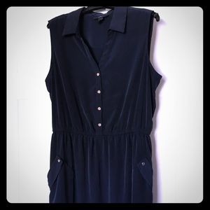 Alfani navy blue sleeveless shirt dress